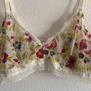 Auden Floral Lace Trim Unlined Bralette Women’s Lg